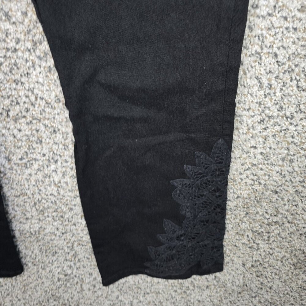Lauren Ralph Lauren Jeans Womens 8 Black Denim Embroidered Zip Boot Cut 5 Pocket - Picture 4 of 7